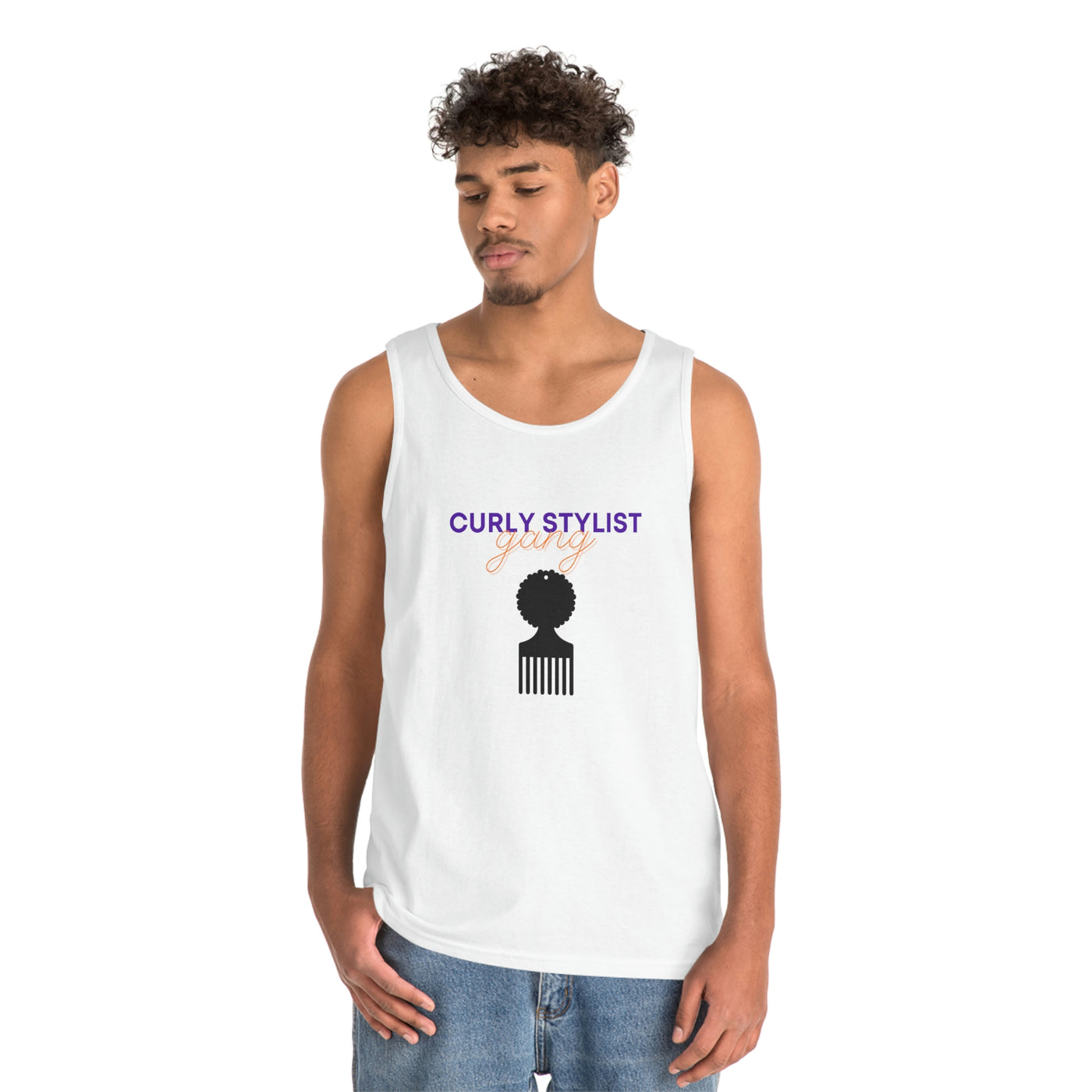 Curly Stylist Gang-Unisex Heavy Cotton Tank Top - curlysister